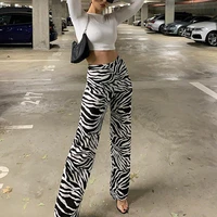womens pants trousers summer fashion striped printed pants womens casual elastic waist loose straight pants