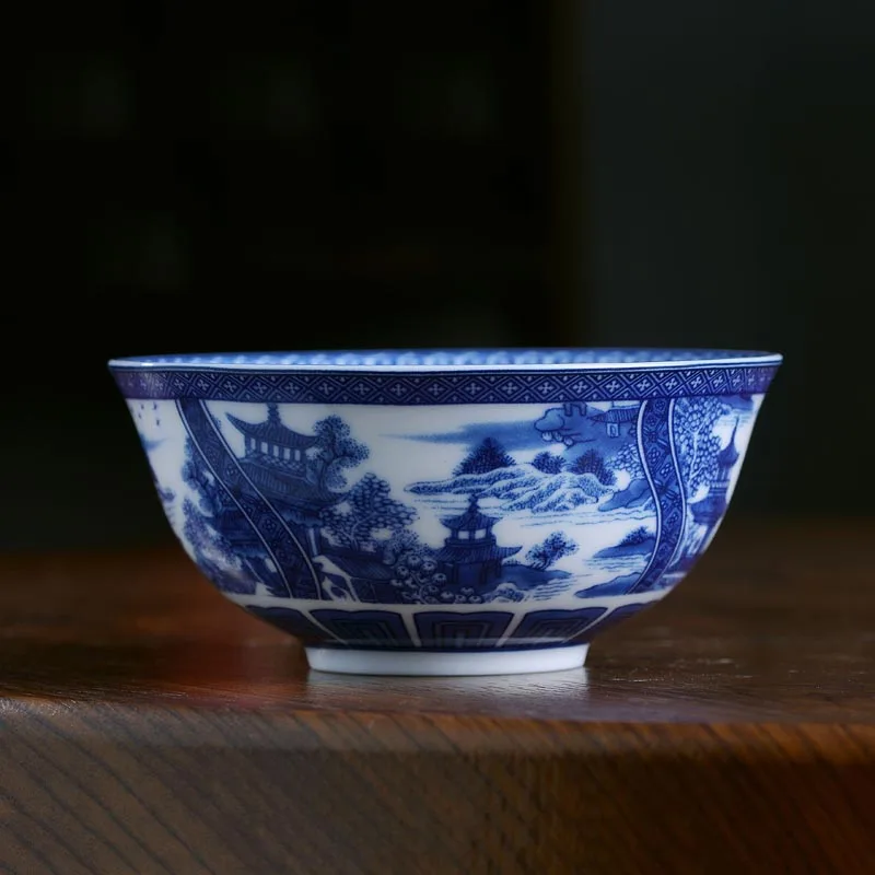 

Jingdezhen Blue and White Porcelain Bowl Chinese Ceramic Ramen Bowls Antique Tableware Porcelain Utensils Art Small Bowl Plate