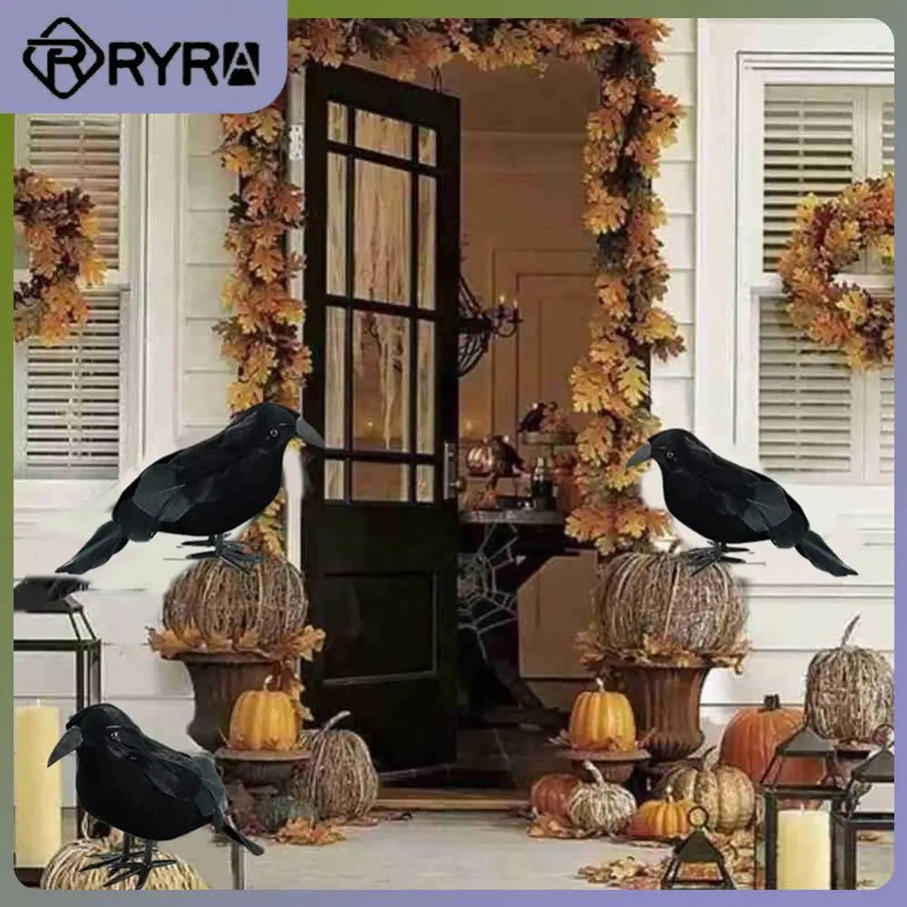 

Реалистичная имитация искусственной птицы, Привлекательная модель черной вороны на Хэллоуин, маленькое легкое украшение для дома, страшные игрушки с животными