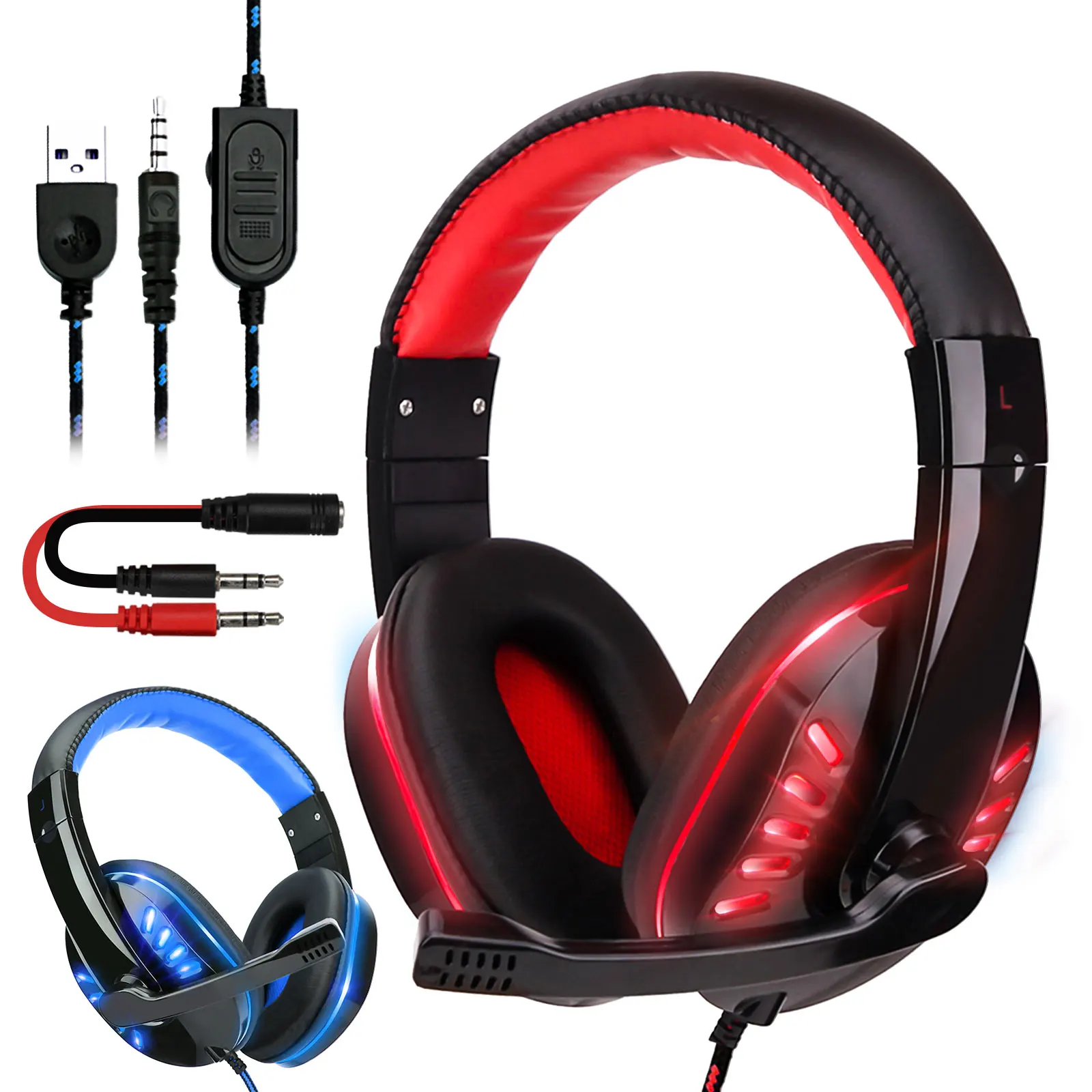 

Universal wired computer PS4 luminous game headset headset with microphone gaming noise reduction cover ear headset