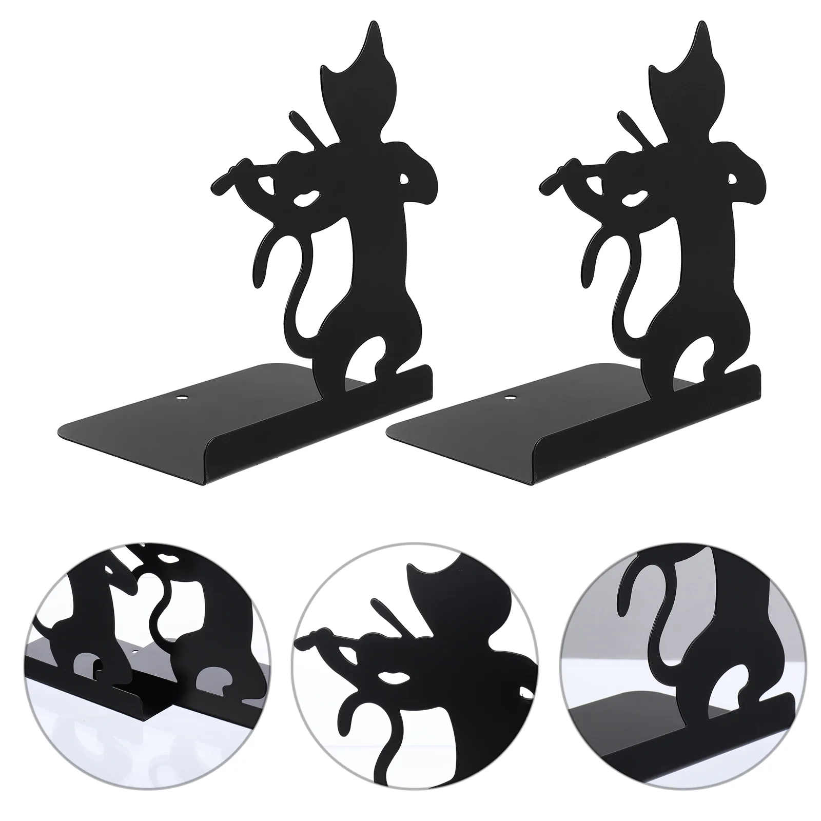 

1 Pair Decorative Cat Bookend Metal Bookend Creative Book Support Book Stopper Book Organizer Stand for Library School Office
