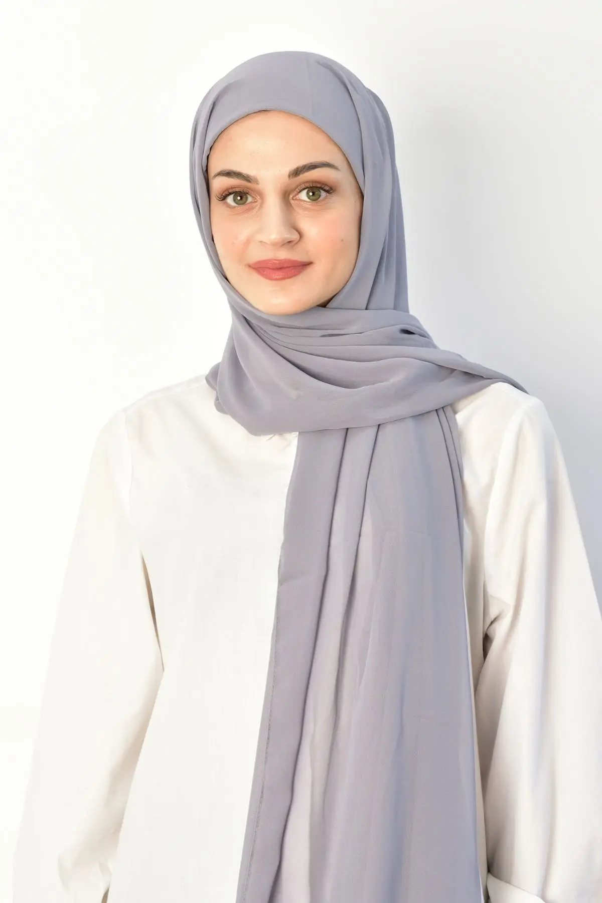

Practical Bonded Chiffon Shawl Grey Hijab Bone Beach Clothing