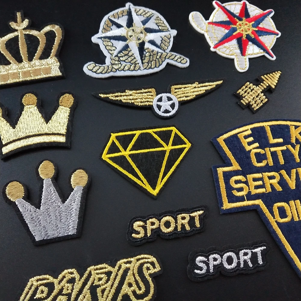 26 стилей золотые алмазные нашивки с короной наклейки сделай сам патчи для утюга