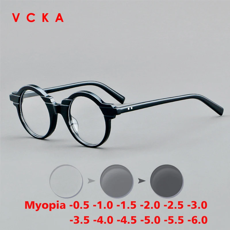 VCKA Ретро ацетатные оправы для очков близорукости с защитой от синего цвета