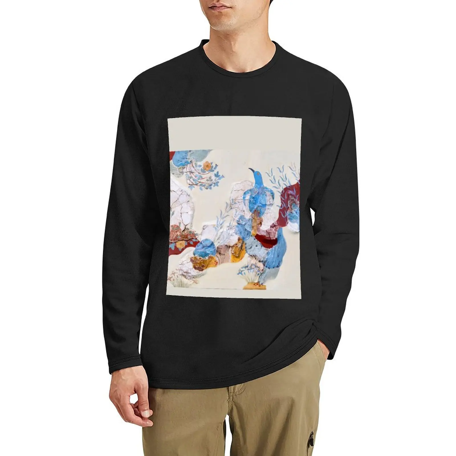 Длинная футболка Minoan Blue Bird Fresco Knossos с графическим рисунком эстетичная одежда