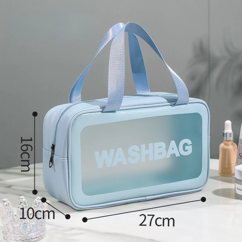 Korean Travel Portable PU Cosmetic Bag Large Capacity Desktop Cosmetic Storage Bag Portable Toilet Bag Women Organizer Pouch Bag images - 6