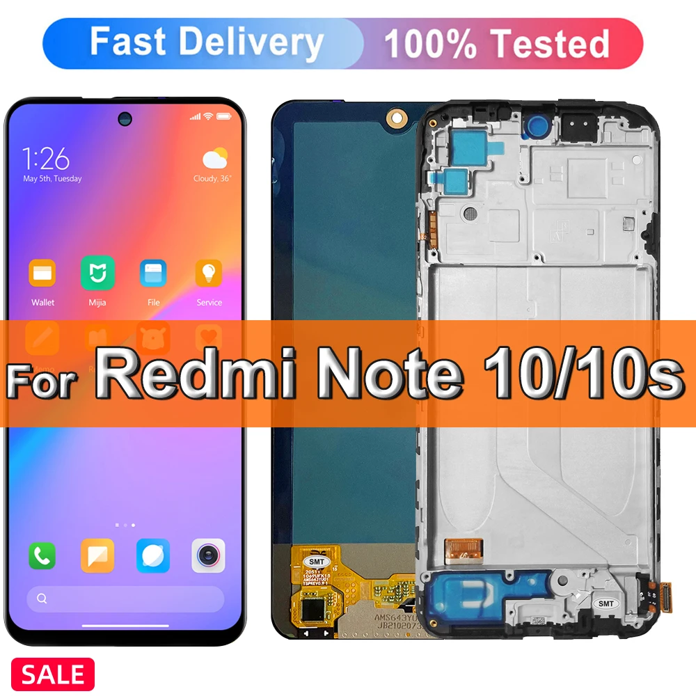 Super AMOLED экран для Xiaomi Redmi Note 10 M2101K7AI ЖК-дисплей с сенсорным экраном дигитайзер панель для Redmi Note 10S Note10S