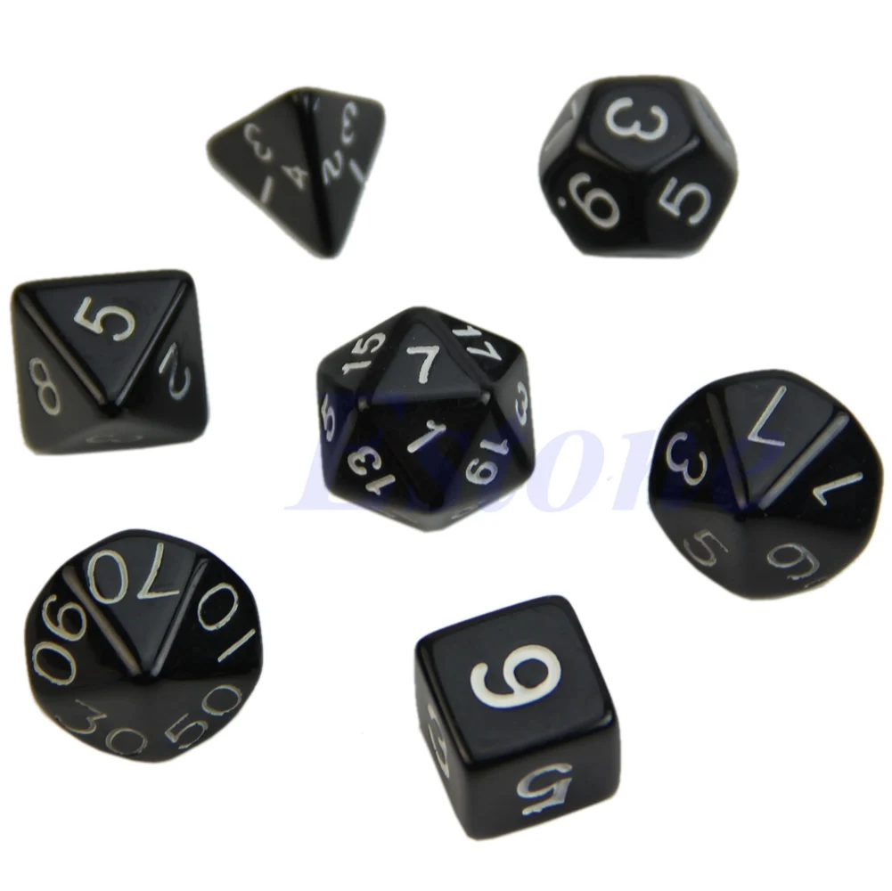 

7 шт., черные игральные кости D4 D6 D8 D10 D12 D20
