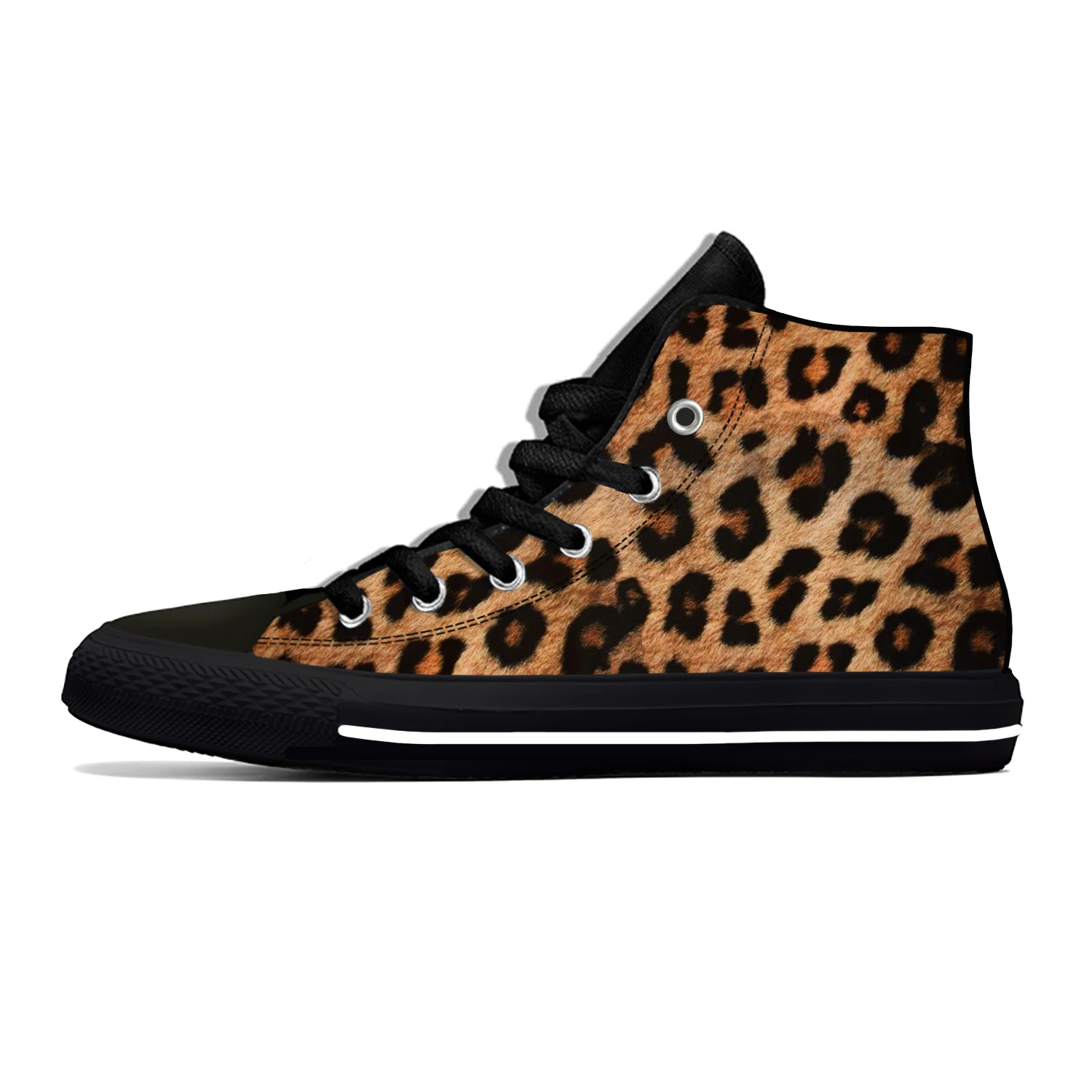 

Anime Cartoon Leopard Print Pattern Panther Funny Casual Cloth Shoes High Top Lightweight Breathable 3D Print Men Women Sneakers