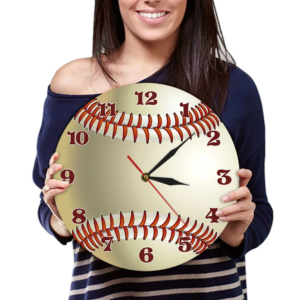 

Бейсбольный дизайн 3D настенные часы Бейсбол энтузиаст домашнее настенное украшение персонализированные часы акриловые бесшумные настенные часы