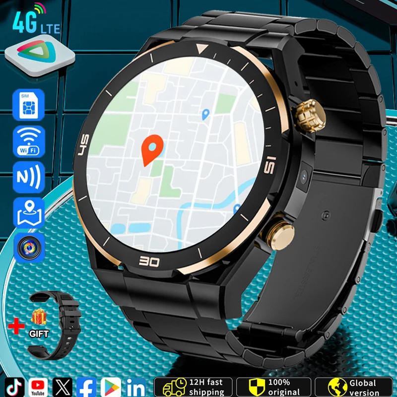 4G Full Netcom Android 9.0 Смарт-часы 360*360 Amoled 1 54-дюймовый экран Дисплей GPS WIFI HD Видеозвонок 2MP