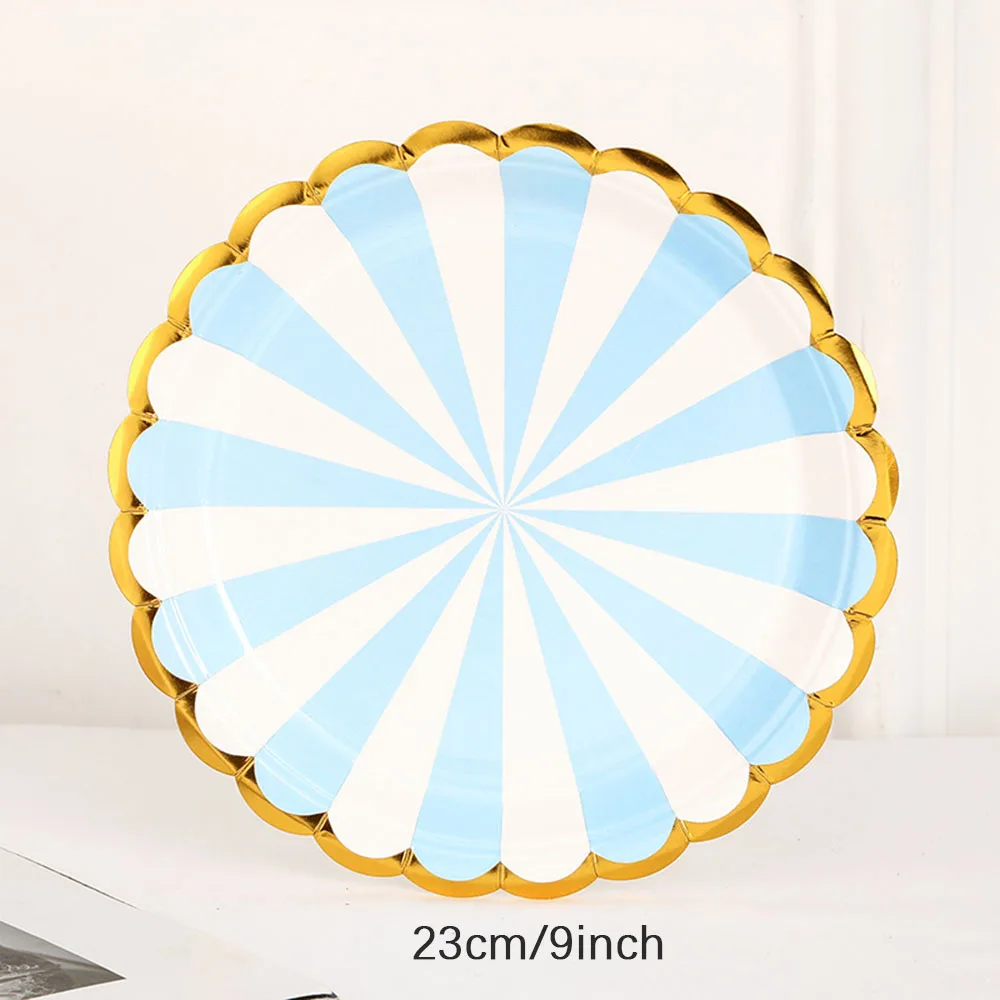 

Набор Одноразовой Посуды Для Вечеринок В Синюю Полоску - Бумажная Тарелка, Чашка, Соломинка Для Взрослых, Детей, Дней Рождения