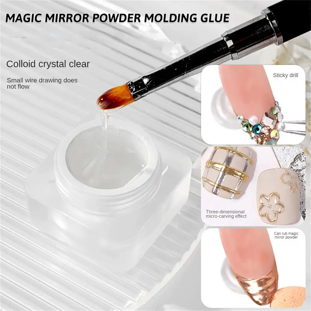

8g Semi-solid Adhesive Drilling Nail Glue Mirror Powder Wash-free Glue Japanese Stereoscopic Elastic Phototherapy Glue Nail Art