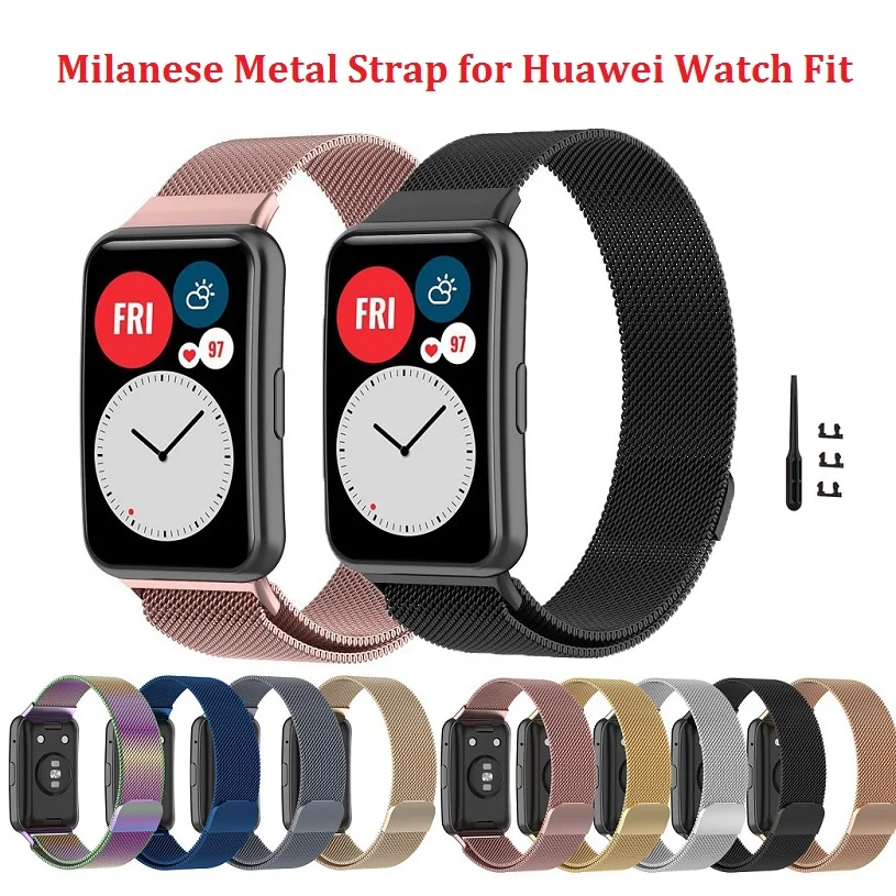 

Magnetic Milanese Steel Metal Strap For Huawei Watch Fit Smartwatch Replacement Bracelet Band Strap