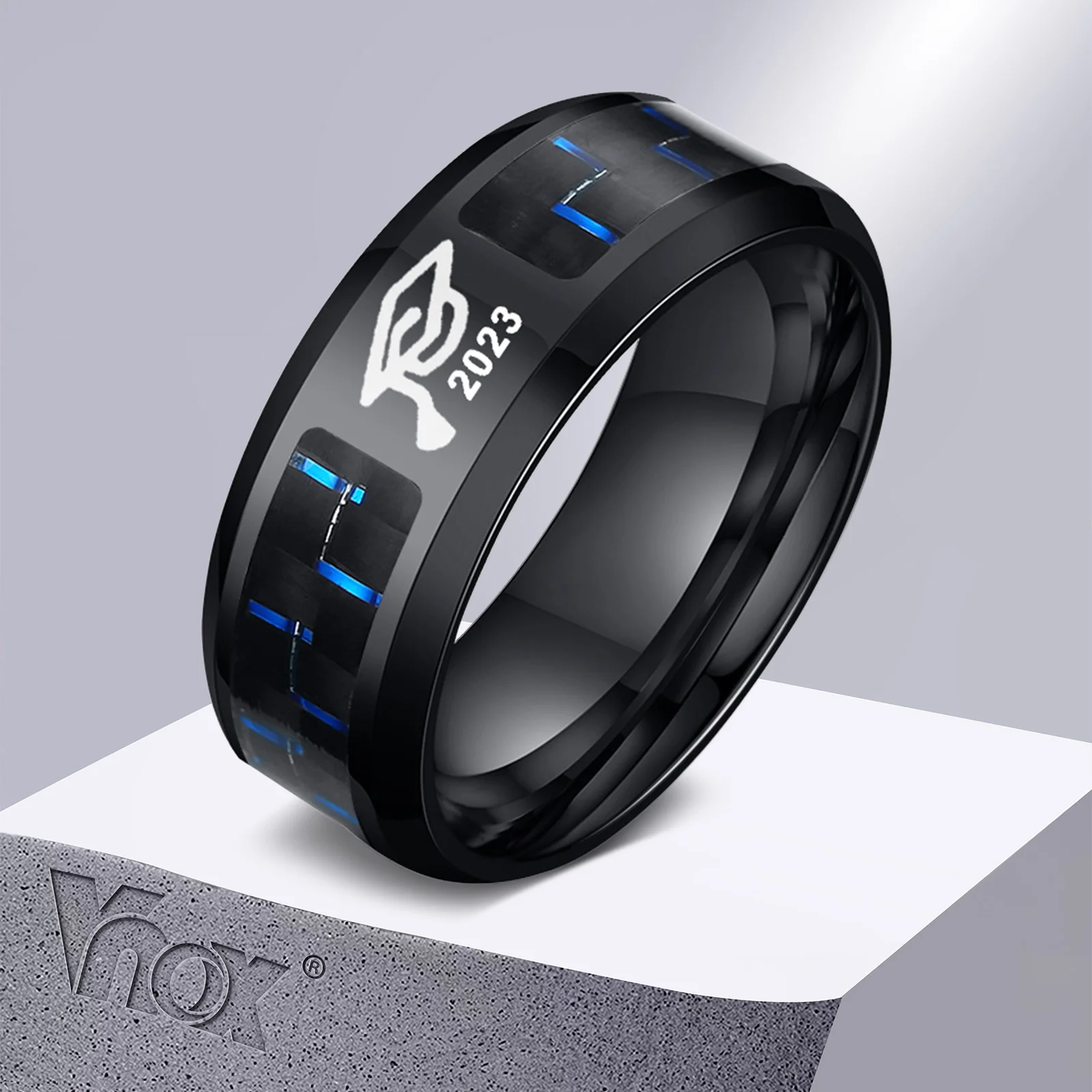 

Vnox Class of 2023 Ring for Men, Black Stainless Steel Carbon Fiber Finger Band, Senior Graduation Gift to Son Brothers Sisters