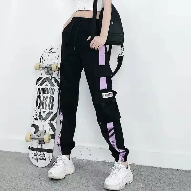 

New Cargo Pants Women High Waist Loose Streetwear Hot Big Pockets Pants Baggy Trouser Hip Hop High Quality Joggers Pants K82