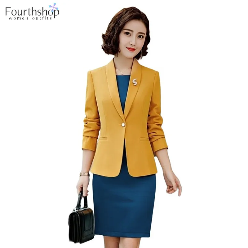 

Professional Office Lady 2 Piece Set Business Work Blazer Dress Suits Women Fashion Elegant Jacket Suit Female Spring Autumn XXL