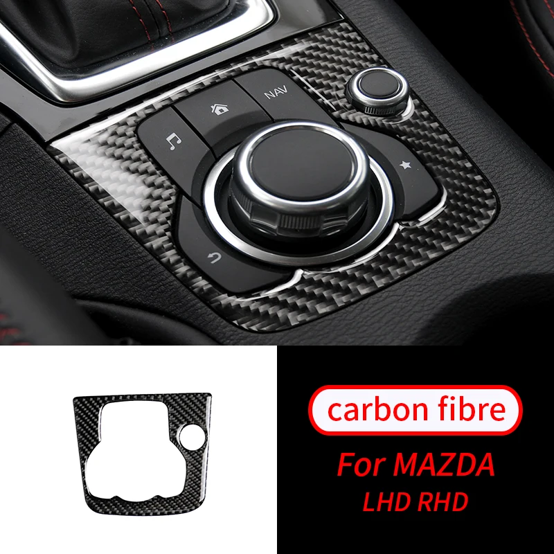 

For Mazda 3 Axela 2013 -2016 1 PCS Real Carbon Fiber Gear Shift Media Console Cover Trim Car Interior Accessories