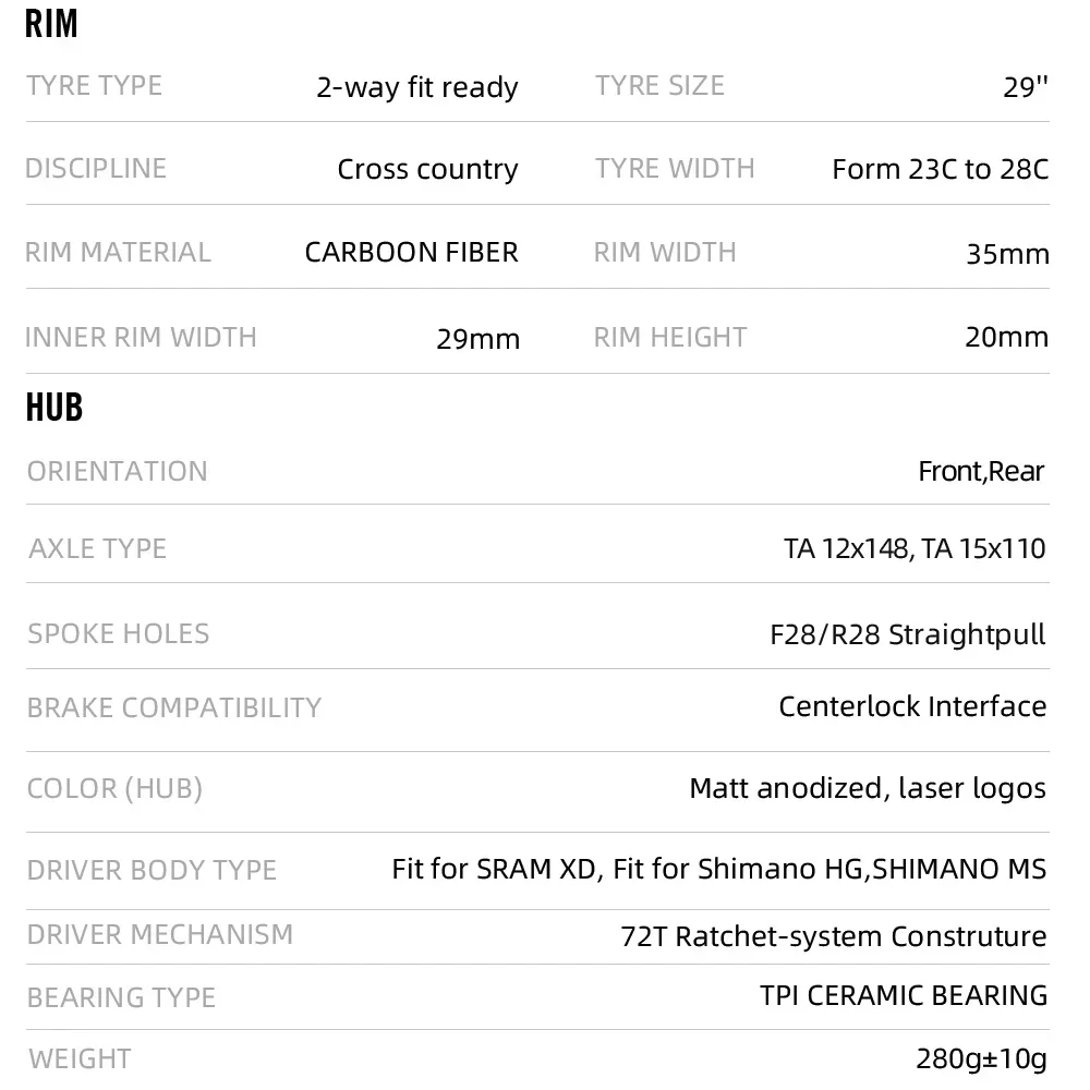 Карбоновая колесная пара RYET MTB сверхлегкая 1195 г 72 т втулка с храповым механизмом