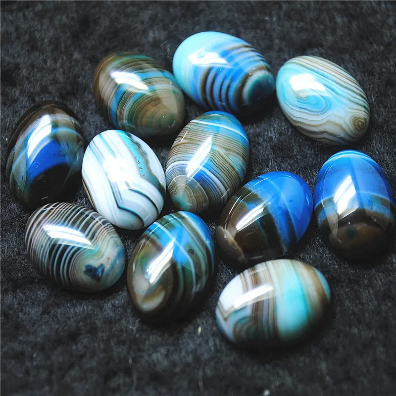 

10 шт., кабошоны из натурального синего агата овальной формы 13 х18 мм