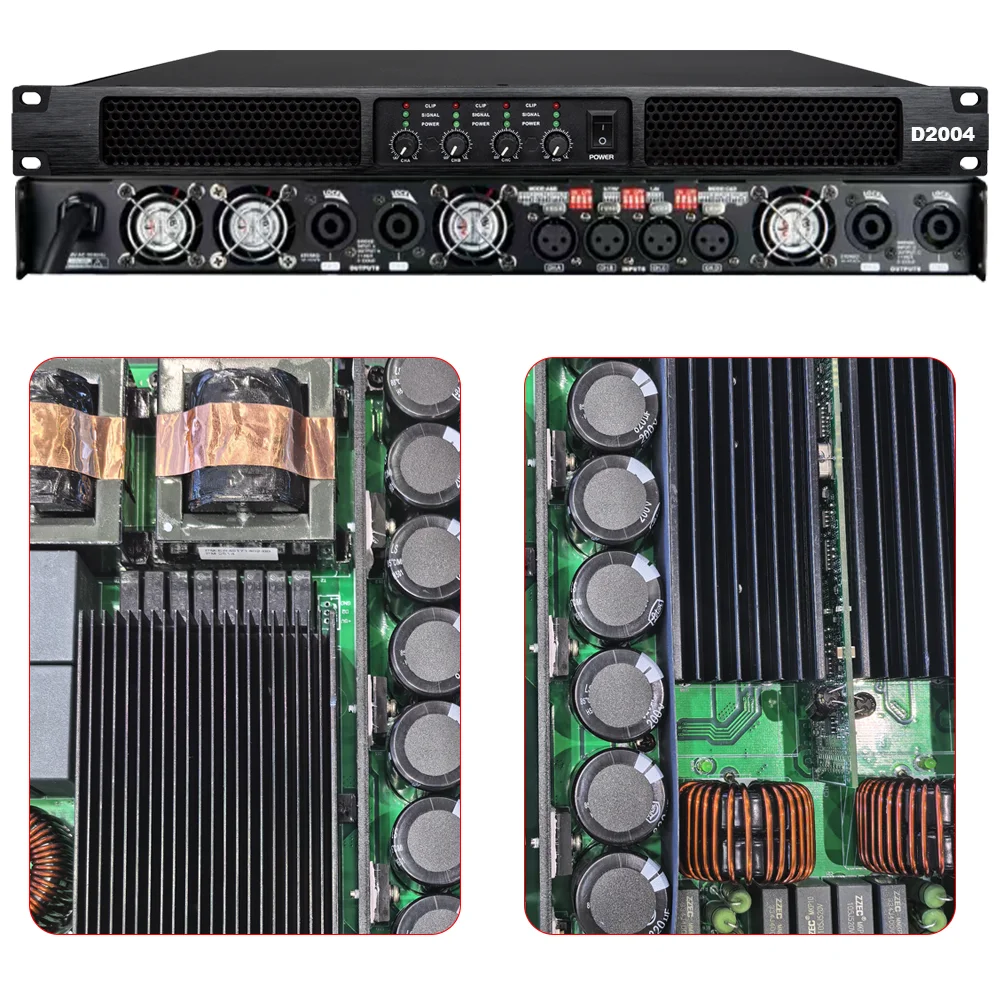 Фото ShennDare D2004 Профессиональный 2 Ом Стабильный 4X3800 Вт Цифровой Аудио Усилитель Мощности 4 Канала Класса D AMP DJ Сабвуфер Усилитель 4x2000 Вт 8 Ом Линейный Массив Акустических Предусилитель №5