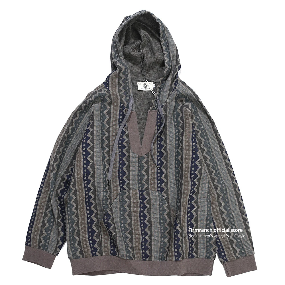 

Firmranch Retro Ethnic Totem Indian Hoodie Men's Loose Pullover Harajuku Japanese Fashion Hooded Sweatshirt vintage clothes