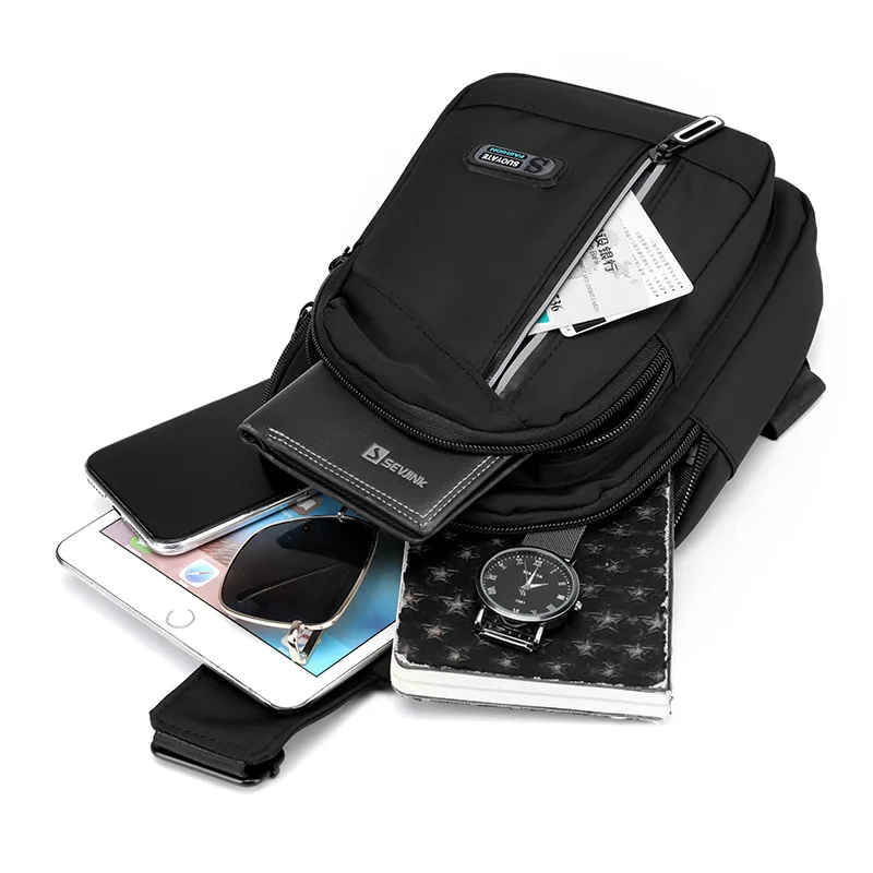 Black Ultra Thin Anti Theft Chest Bag Small Cross Body Bags Mobile Phone Bag Mini Messenger Bag Men Shoulder Sport Bag Pack