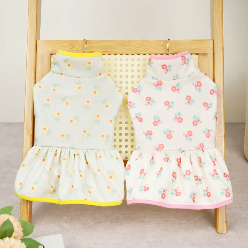 

Pet Clothes Autumn Winter Warm Dress Small Dog Skirt Fashion Flower Pattern Thicken Sweater Cute Princess Dress Poodle Chihuahua