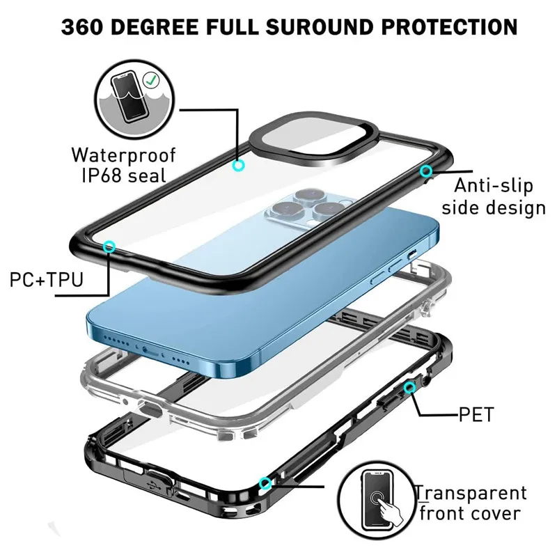 IP68 герметичный водонепроницаемый чехол для телефона iPhone 11 12 13 Pro Max Дайвинг