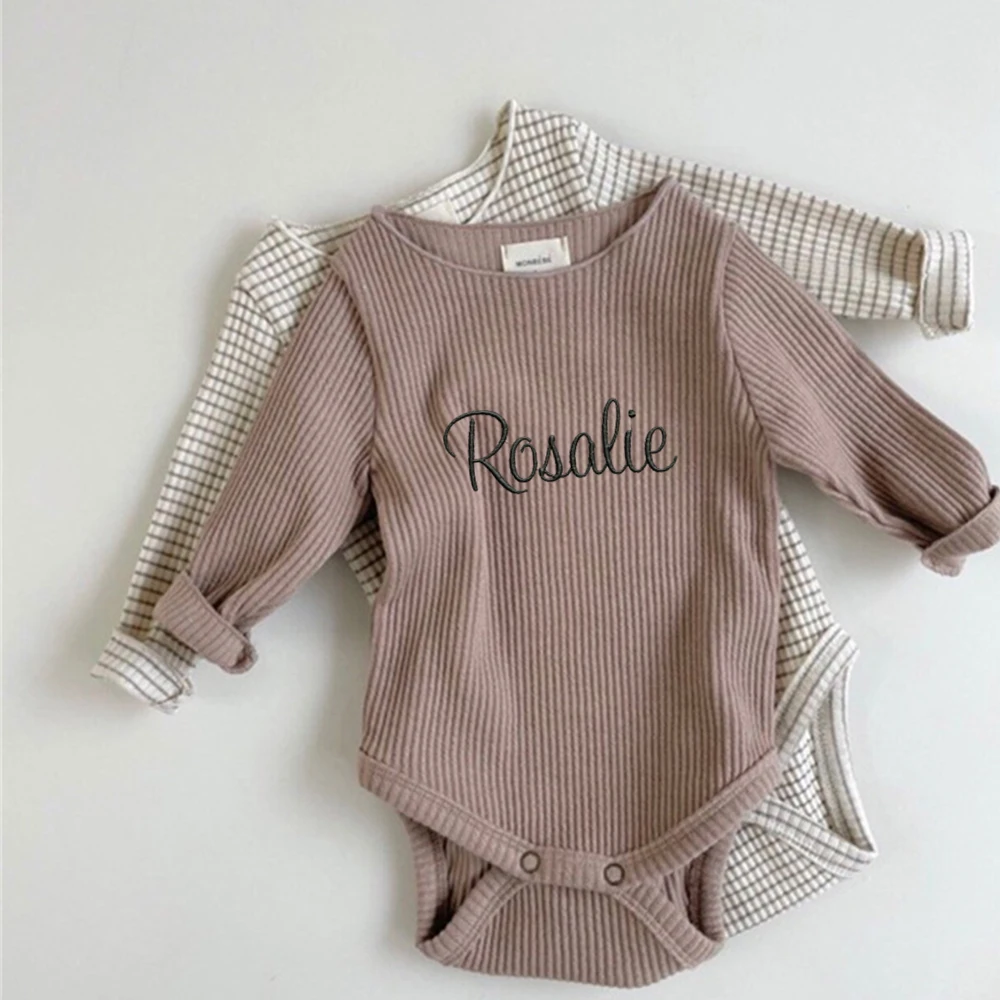

Embroidery Name Children's Cotton Romper Custom Baby's Name Baby Shower Party Gift Climbing Bodaysuit for Little Boys Girls