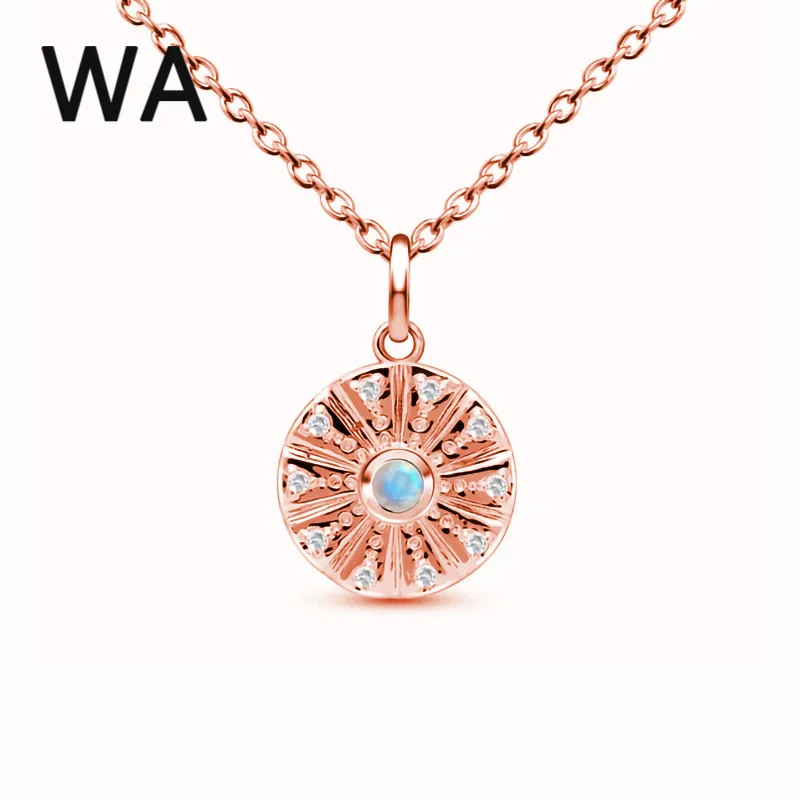 

Japan and South Korea hot selling S925 sterling silver fashion wild rose gold necklace round pendant women's jewelry