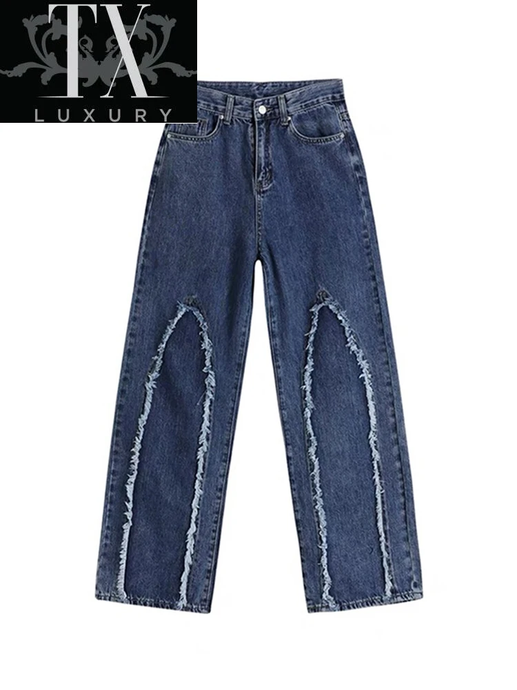 

2022 Spring New Women High Waisted Wide Leg Pants Streetwear Korean Fashion Straight Long Trousers Casual E-girl Jeans Oversize