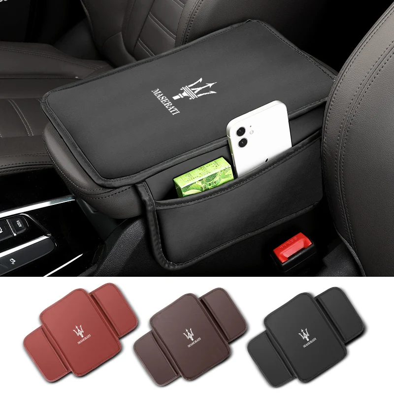 

Auto Center Console Pad Car Armrest Seat Box Cover Protector PU Leather Armrest Storage Box for Maserati Ghibli GranTurismo
