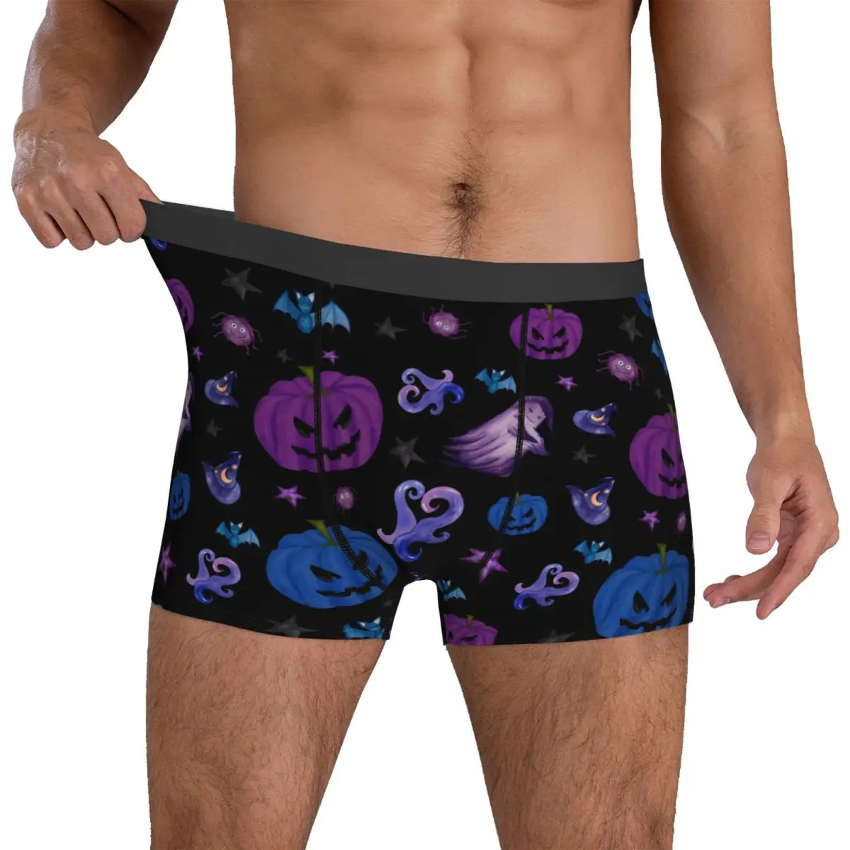 

Pumpkin Print Underwear Spooky Halloween Design Boxershorts Hot Men Panties Funny Boxer Brief Birthday Present