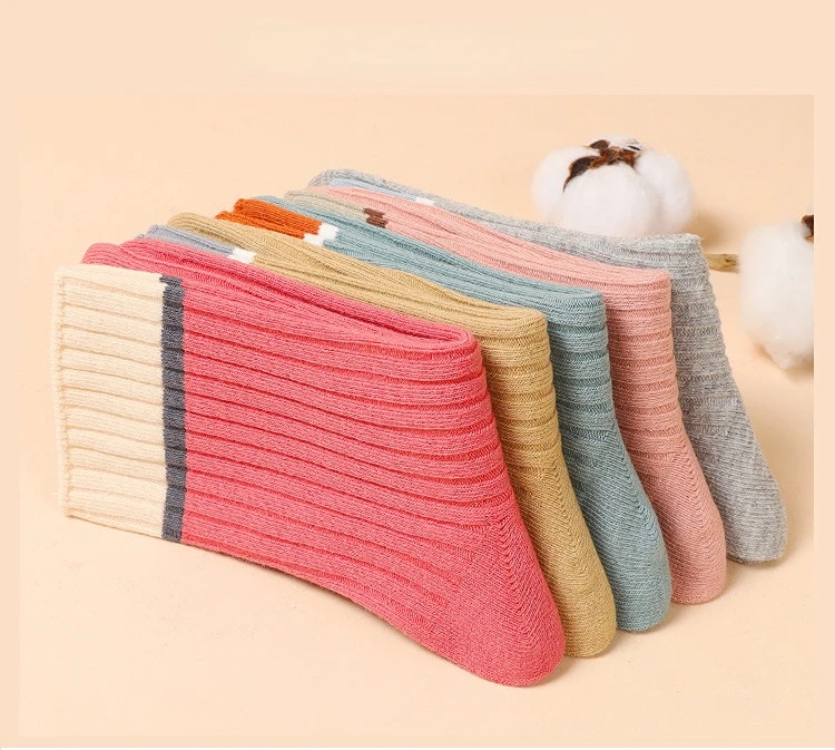 Classic New Loose Socks Women 200 Needles Cotton Knitting Rib Solid Colors 15 Kinds of 4 Seasons Basic Daily Women Socks