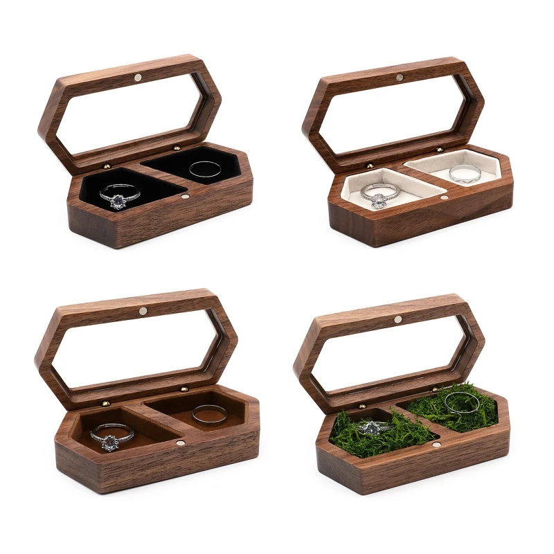 

Walnut Mini Jewelry Organizer Box Engagement Ring Box Travel for CASE for W