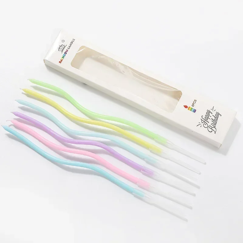 6 шт. изогнутые свечи для торта на день рождения детский душ раскрытие пола