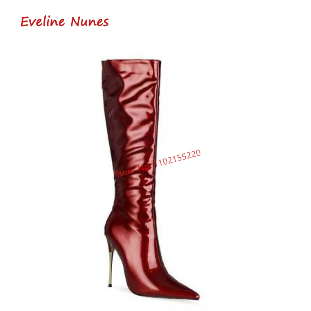 Green Party Knee High Boots 2022 Autumn New Arrival Solid Pointed Toe Stiletto Back Zipper Elegant Shoes For Free Shipping