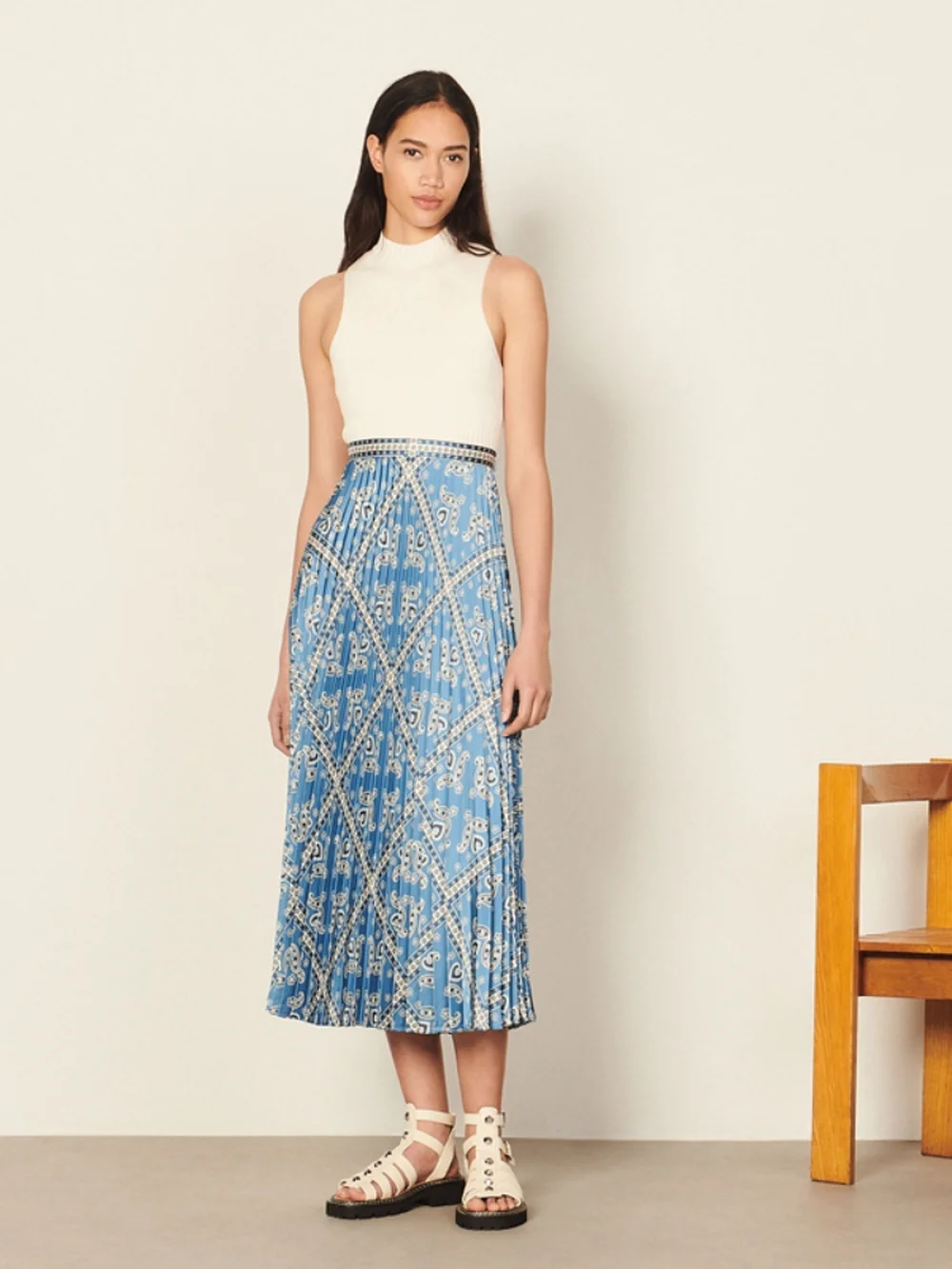 

A-line Skirt Short Skirt 2022 Spring and Summer New Romantic Elegant Skirt Hem Pleated Printed Skirt Mid-length Women