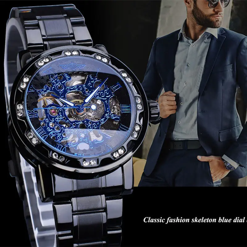 

Creative Concept Wormhole Mechanical Wrist Watch For Men Skeleton Luminous Simple Fashion Men's Watch Business Luxury Gifts 2022