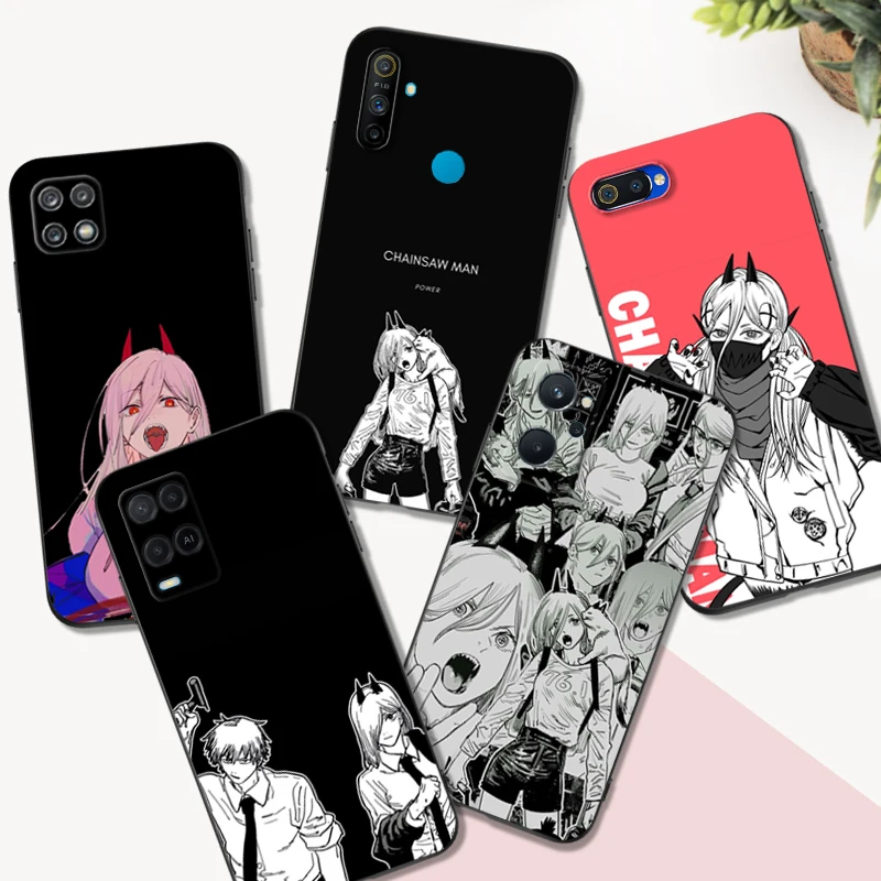 

Black Tpu Case For Realme 2 3 3i 5i 5s 6s 7i 6 7 8 8i pro 4g 5g cover Anime Chainsaw Man