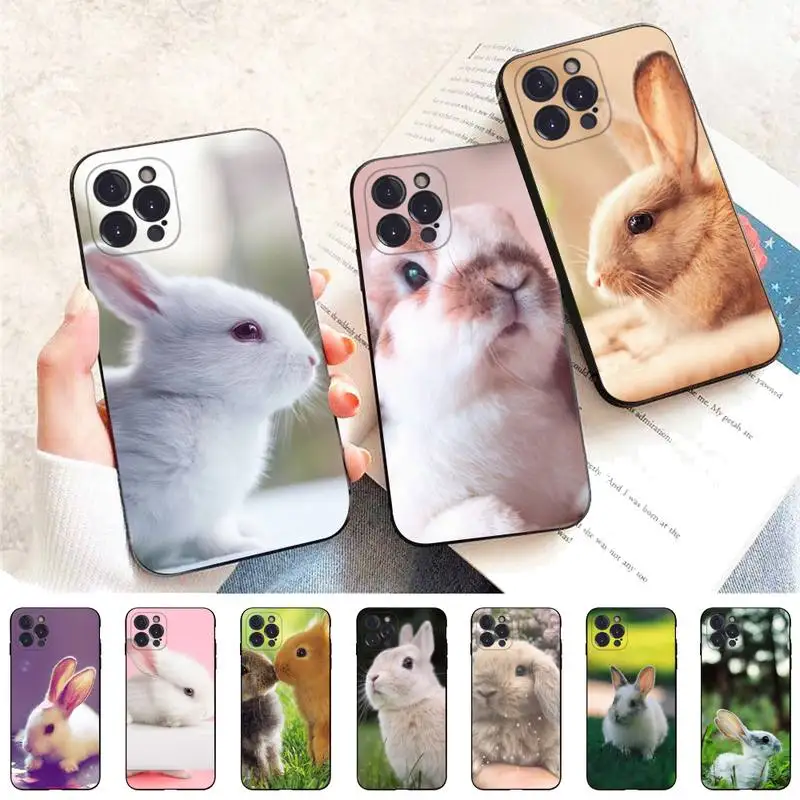 

Cute Bunny Rabbit Phone Case for iPhone 11 12 13 Mini Pro Max 8 7 6 6S Plus X 5 SE 2020 XR XS Funda Case