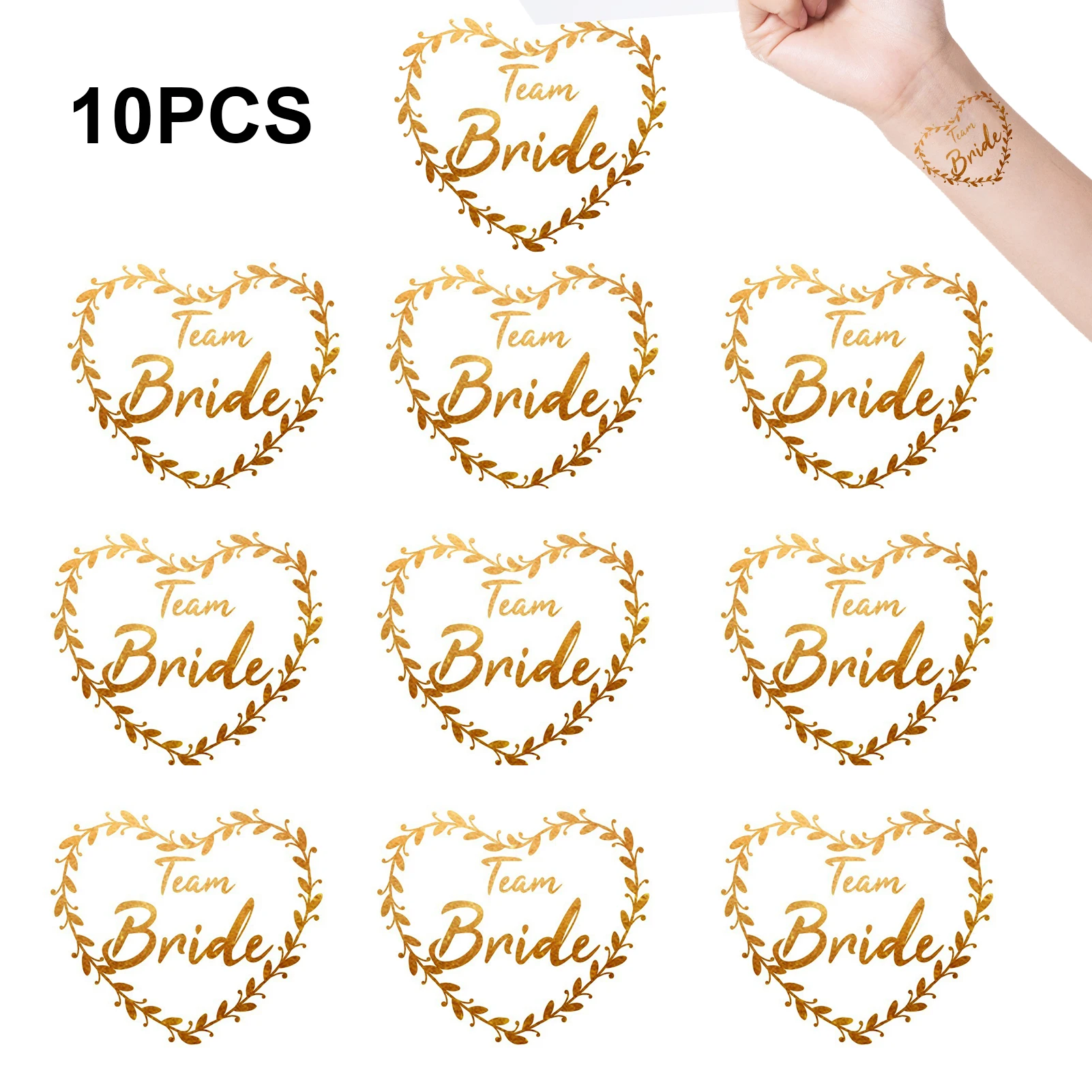 

10 шт. переводные наклейки для вечерние, Свадебный декор, золотой подарок, временный брак, водостойкая татуировка, наклейка, команда подружки...