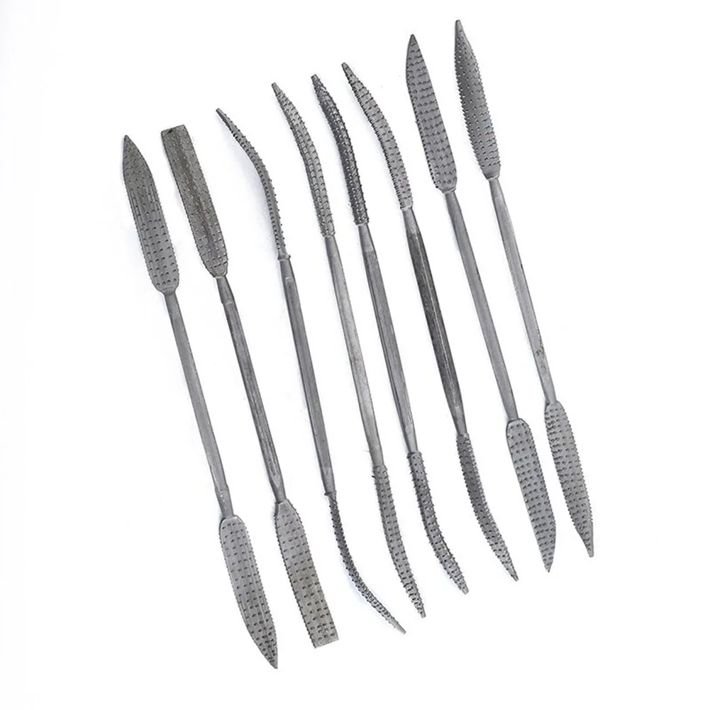 

8Pcs Wood Carving Rasp Riffler File Double Ended Burrs Needle File Tools for Woodworking Polishing Accessories
