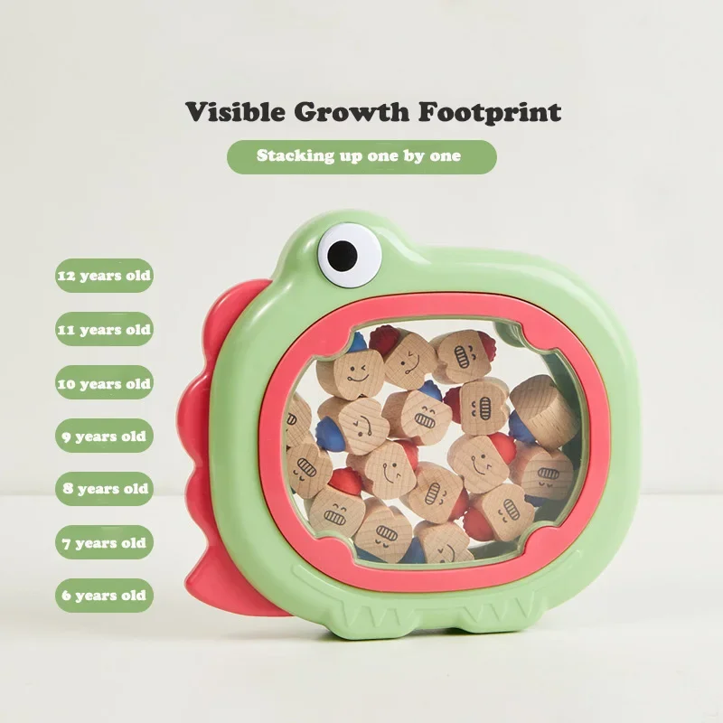 Деревянная коробка детский дневной бокс для зубов с рисунком динозавра