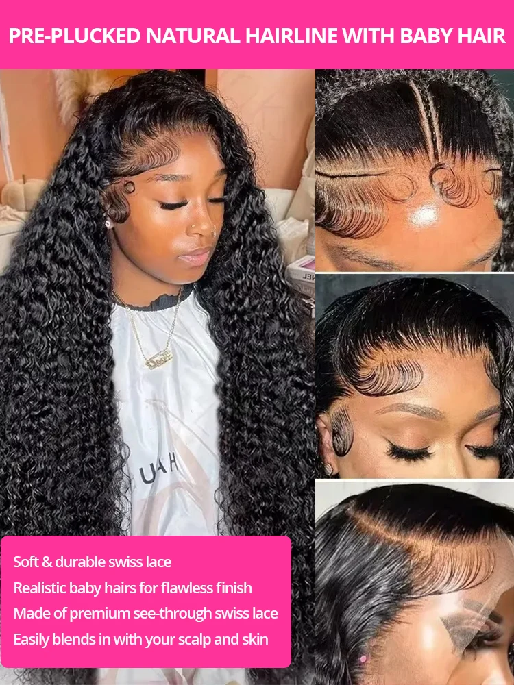 CEXXY 30 40 46 дюймов 13x4 13x6 Свободные глубокие волнистые вьющиеся кружевные