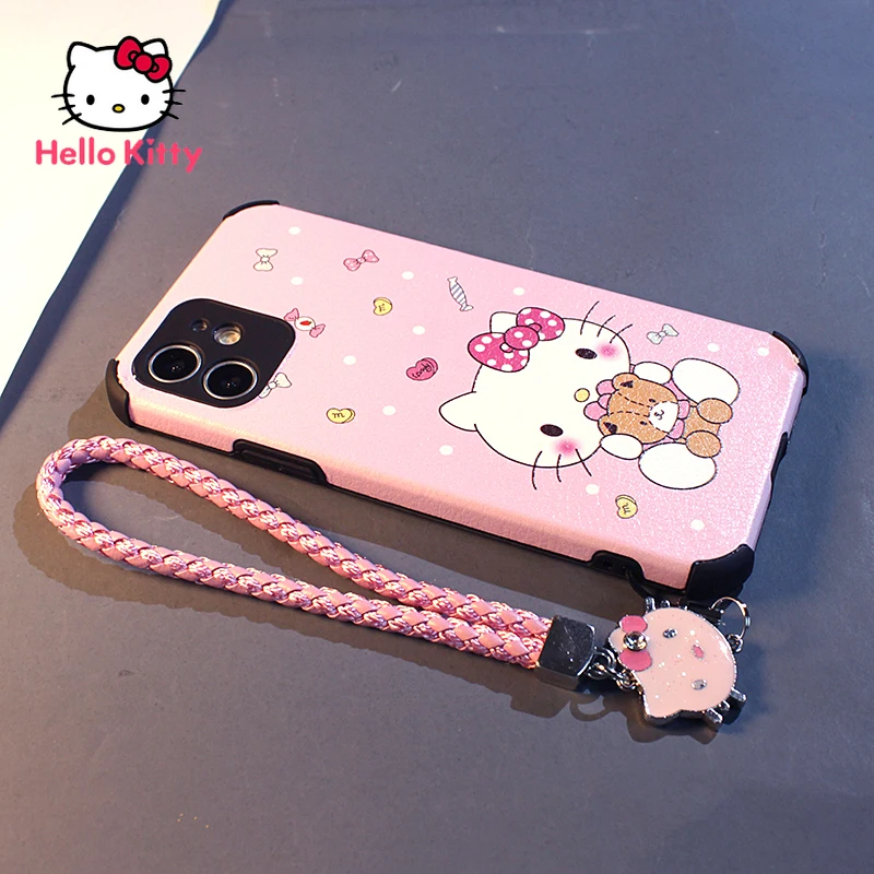 

Hello Kitty for IPhone 7/8P/X/XR/XS/XSMAX/11/12Pro/12mini Cartoon Lanyard Anti-fall Mobile Phone Case