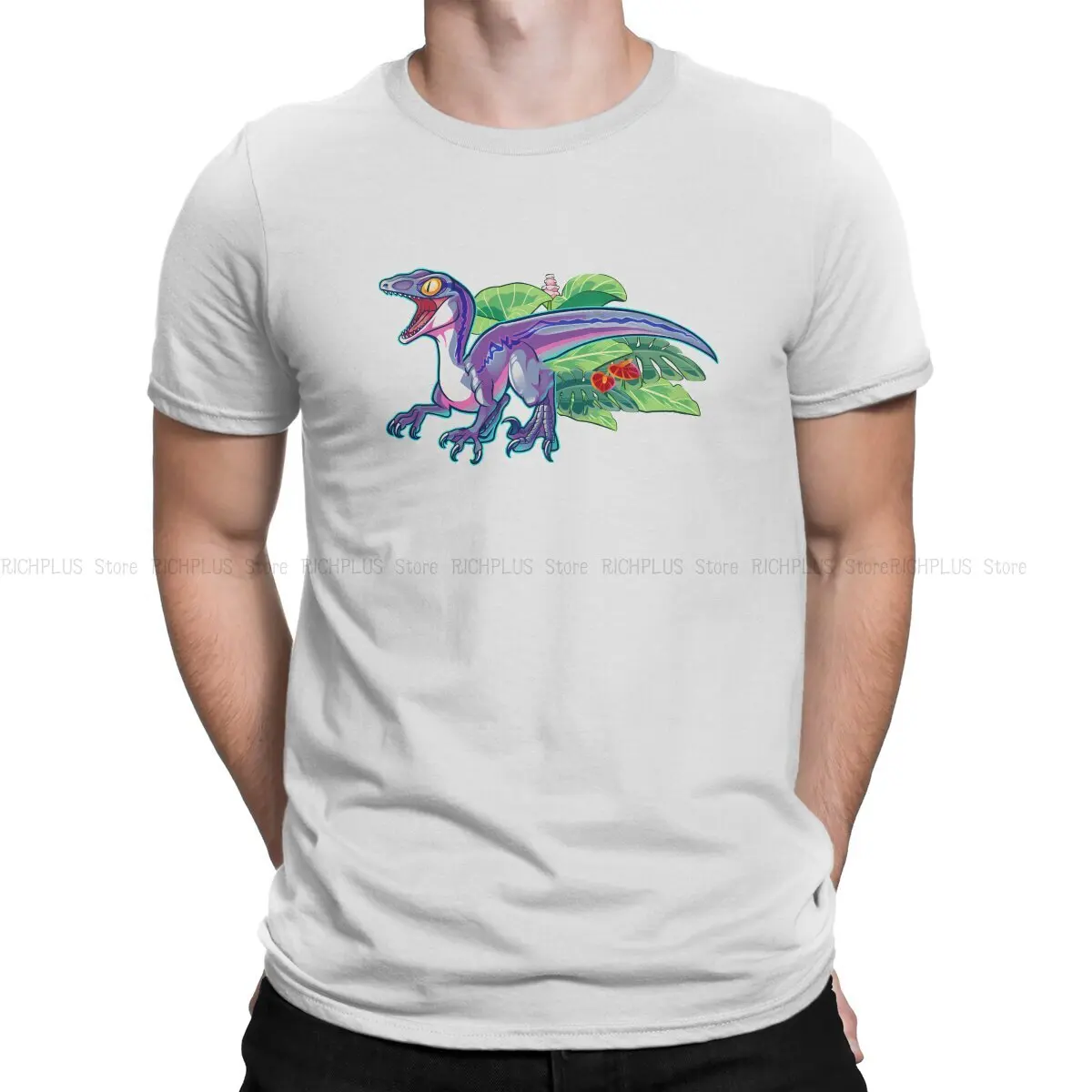

Футболка Raptor Мужская мягкая, модная одежда с фильмом парка Юрского периода, голубая