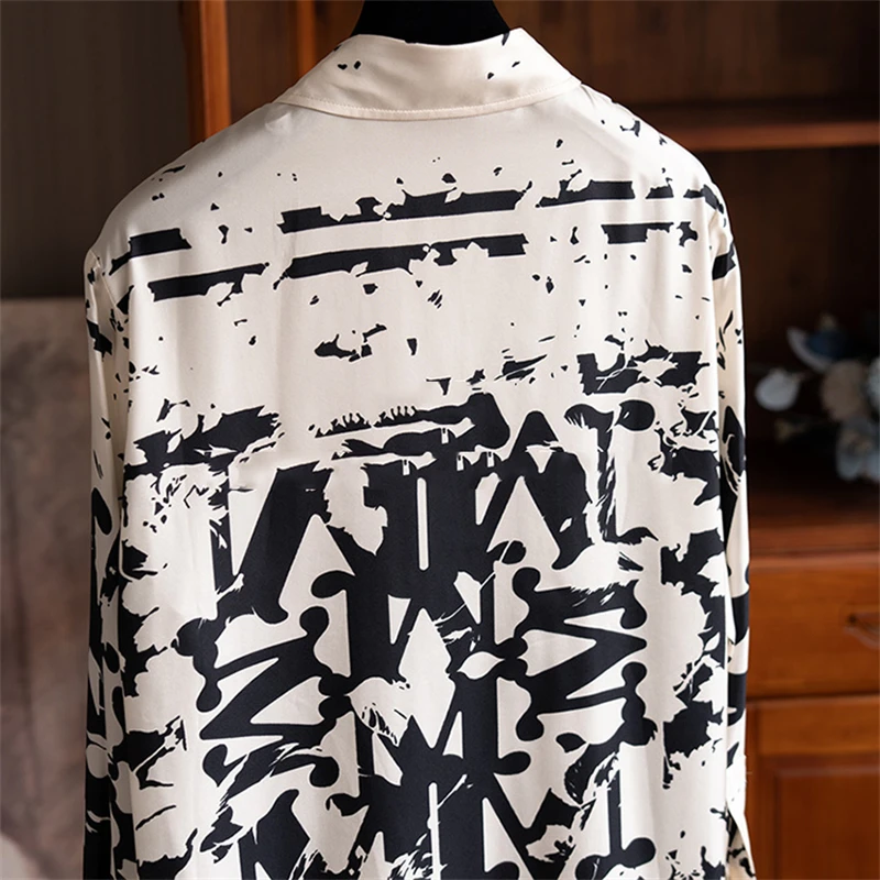 Фото Роскошная дизайнерская женская рубашка FANIECES, повседневные топы, осенняя модная винтажная женская рубашка с длинным рукавом и принтом, элегантные офисные женские блузки №5