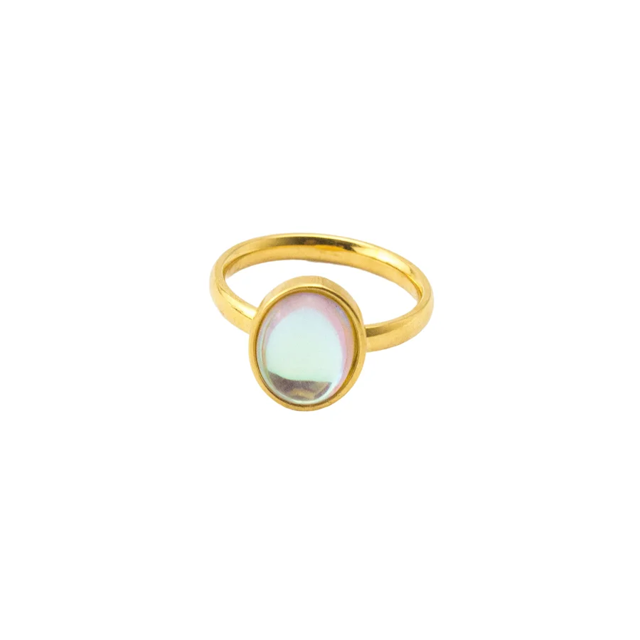 

High Quality Oval Shape Opal Stone Rings For Women Engagement Band Wholesale 316L Stainless Steel Men Jewelry Anillos Mujer